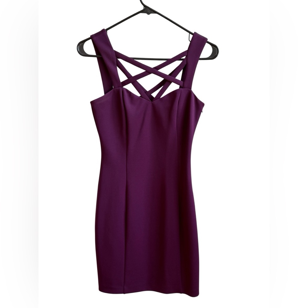 Guess Purple Criss-Cross Mini Dress